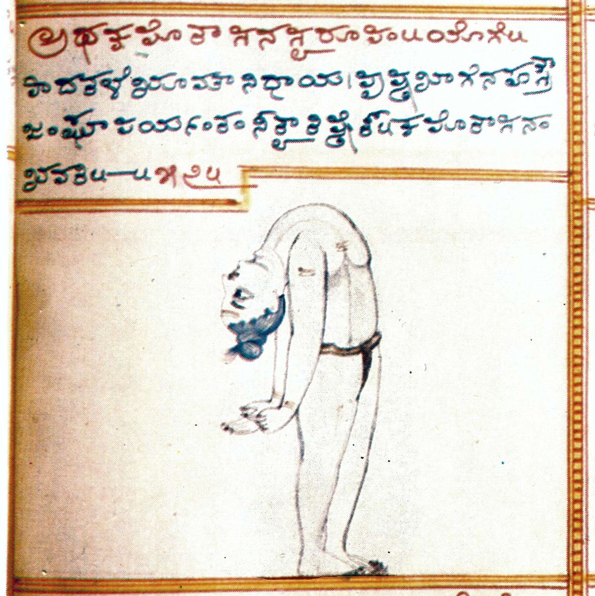 Historische Malerei einer Yogahaltung aus Mysore